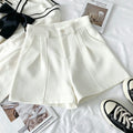 Casual Women A-Line Shorts Fashion Office Lady Commute Vintage Solid High Waist Short Pants Casual Streetwear Summer Trousers
