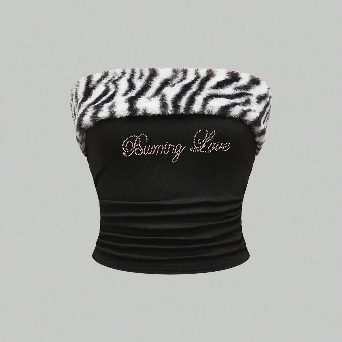 New Rhinestone Leopard Print Crop Top Slim Fit sexy Hot Girl Y2K Fringed Fashionable Strapless Vest